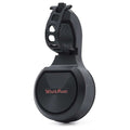 Black electric bike horn with 4 sound modes and anti-theft alarm mounted on handlebars