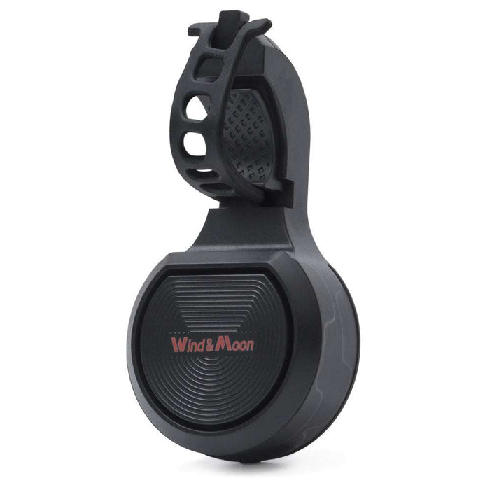 Black electric bike horn with 4 sound modes and anti-theft alarm mounted on handlebars