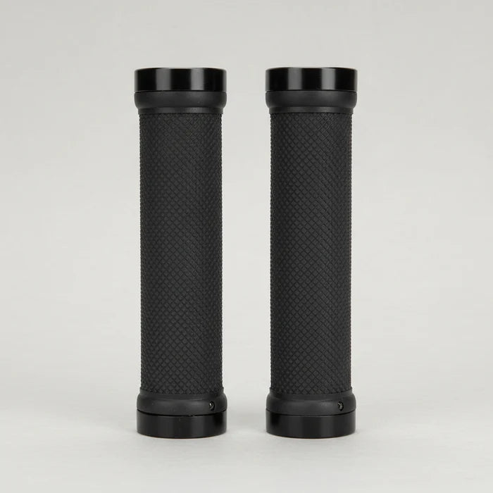 130mm Lock-On Dual Clamp Black Grips with Black Rings