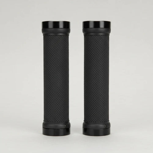 130mm Lock-On Dual Clamp Black Grips with Black Rings
