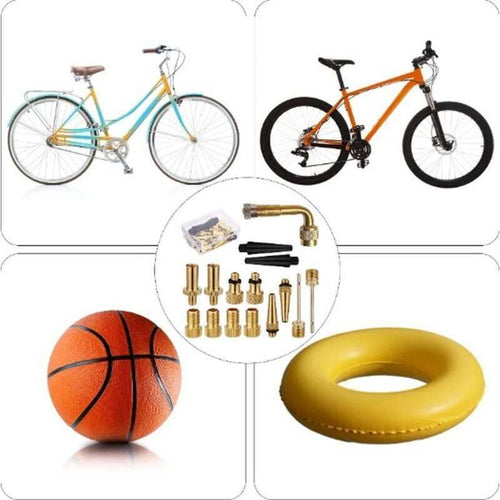 15 pcs Bicycle Valve Adapter Set Reducing Nozzles Ball Pump Needle Universal
