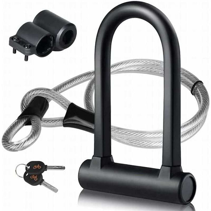 16mm steel bicycle U-lock with protective hexagonal PVC coating and mounting bracket