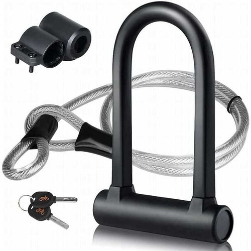 16mm steel bicycle U-lock with protective hexagonal PVC coating and mounting bracket