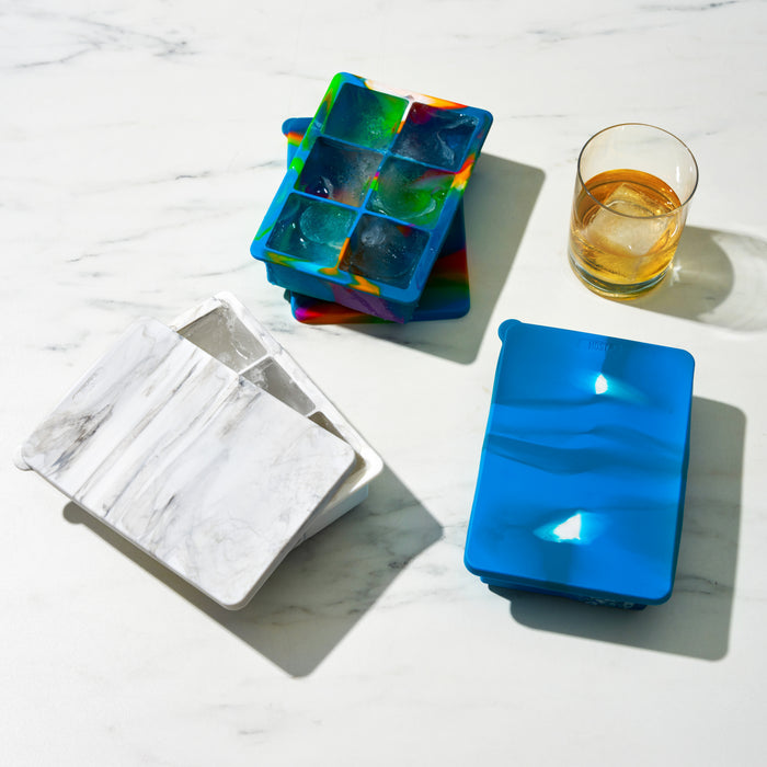2" Ice Cube Tray with Lid in Colored Marble