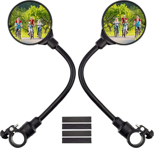 Set of 2 convex bicycle mirrors with 360-degree rotation and impact-resistant acrylic lenses