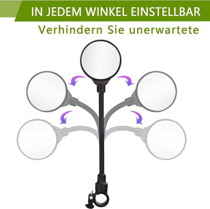2-Piece Convex Bicycle Mirrors with 360-Degree Rotation