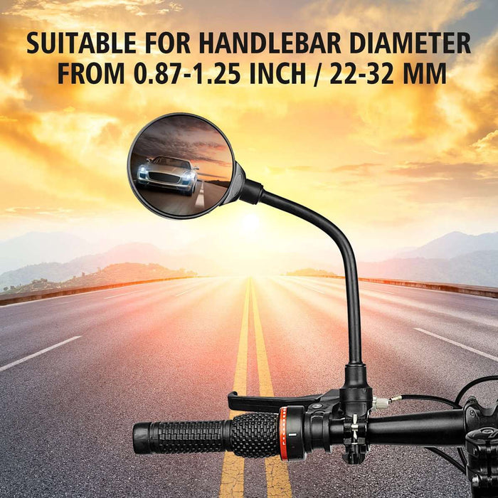 2-Piece Convex Bicycle Mirrors with 360-Degree Rotation