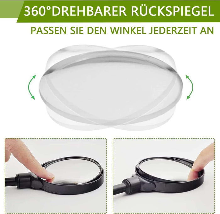 2-Piece Convex Bicycle Mirrors with 360-Degree Rotation