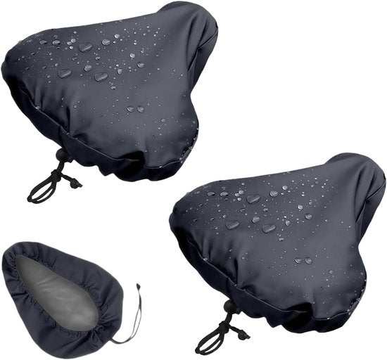 2-Piece Waterproof Bicycle Saddle Rain Cover Set - Black