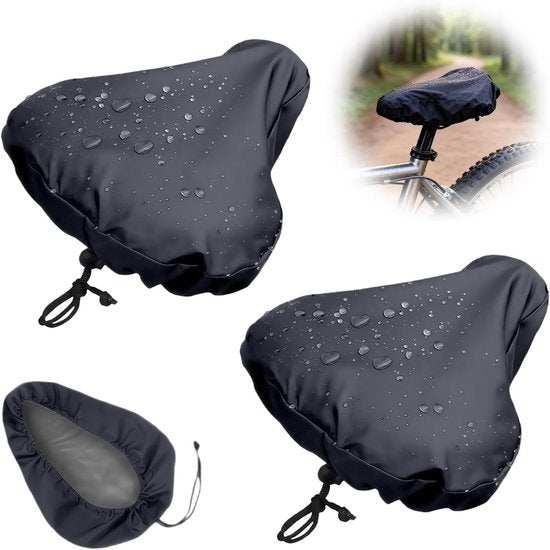 2-Piece Waterproof Bicycle Saddle Rain Cover Set - Black
