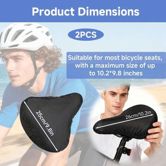 2-Piece Waterproof Bicycle Saddle Rain Cover Set - Black