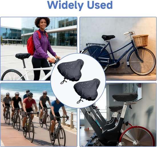 2-Piece Waterproof Bicycle Saddle Rain Cover Set - Black