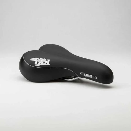 270 x 170mm dual density black MTB saddle with gel insert for comfort on mixed terrain