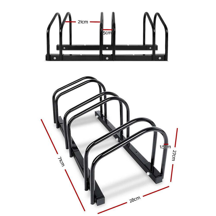 3 Bicycle Storage Floor Parking Holder Cycling Black