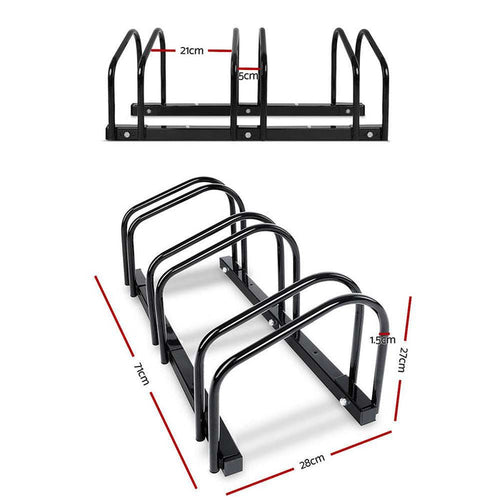 3 Bicycle Storage Floor Parking Holder Cycling Black