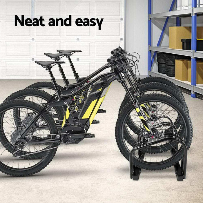 3 Bicycle Storage Floor Parking Holder Cycling Black