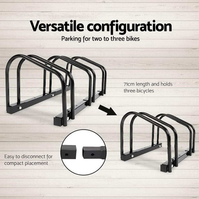 3 Bicycle Storage Floor Parking Holder Cycling Black