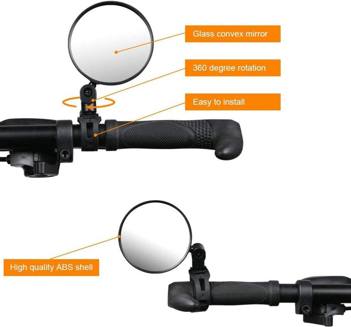 360° Rotating Wide-Angle Mirrors For Handlebars from 15 to 35 mm