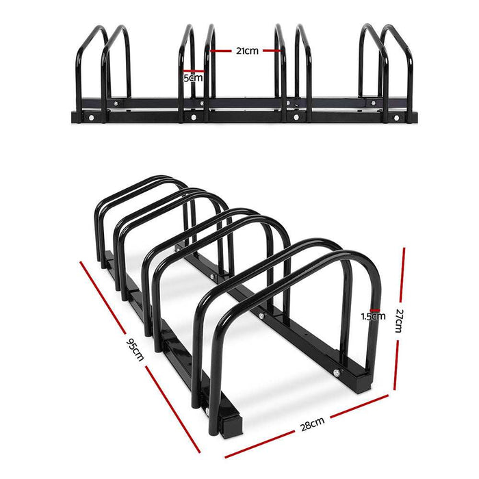 4 Bicycle Storage Floor Parking Holder Cycling Black