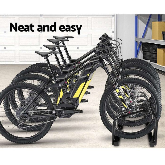 4 Bicycle Storage Floor Parking Holder Cycling Black