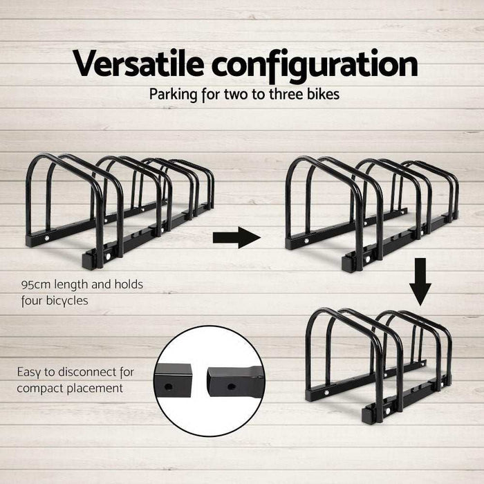 4 Bicycle Storage Floor Parking Holder Cycling Black