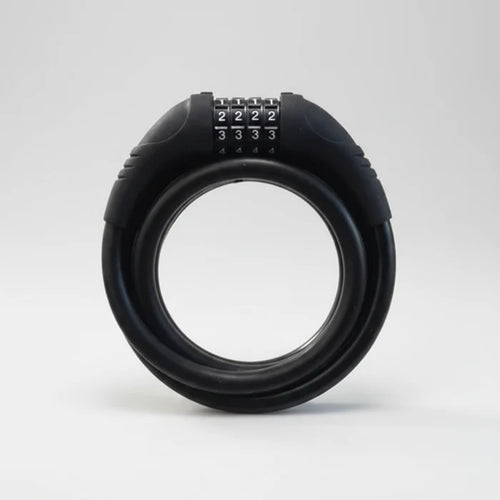 4 Digit Combination Cable Lock Silicone 12mm x 1800mm - Black