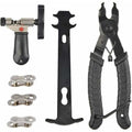 4-in-1 bicycle repair tool kit with chain breaker, master link pliers, measuring ruler, and missing link connectors
