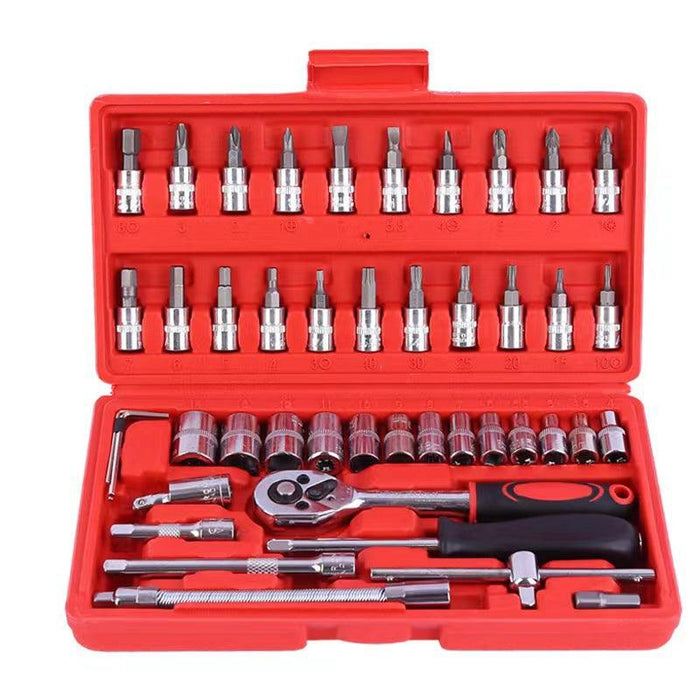 46-Piece Professional Socket Wrench Set - Red Box