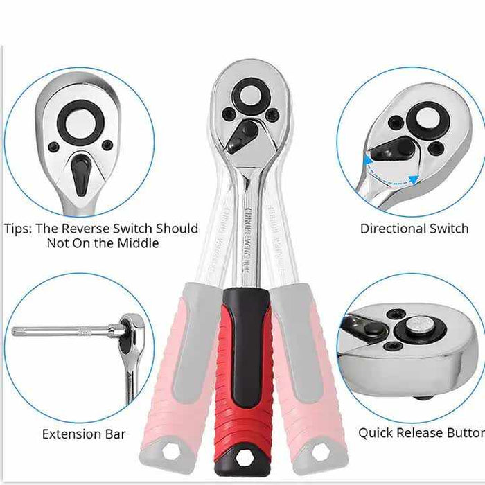 46-Piece Professional Socket Wrench Set - Red Box