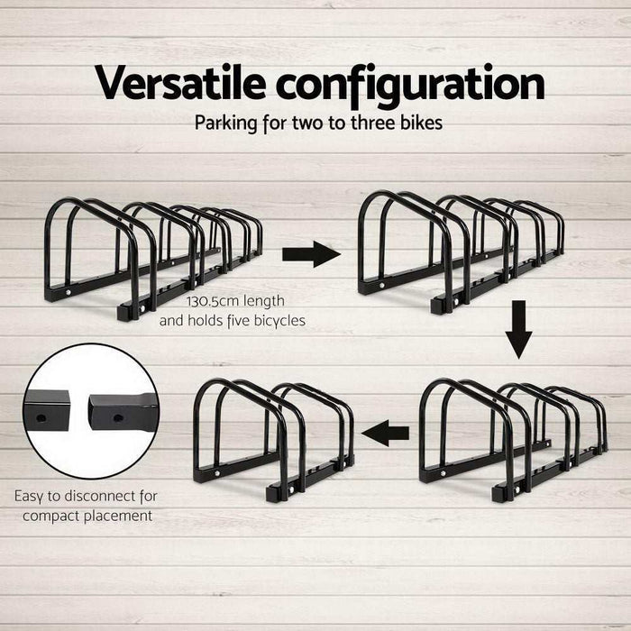5 Bicycle Storage Floor Parking Holder Cycling Black