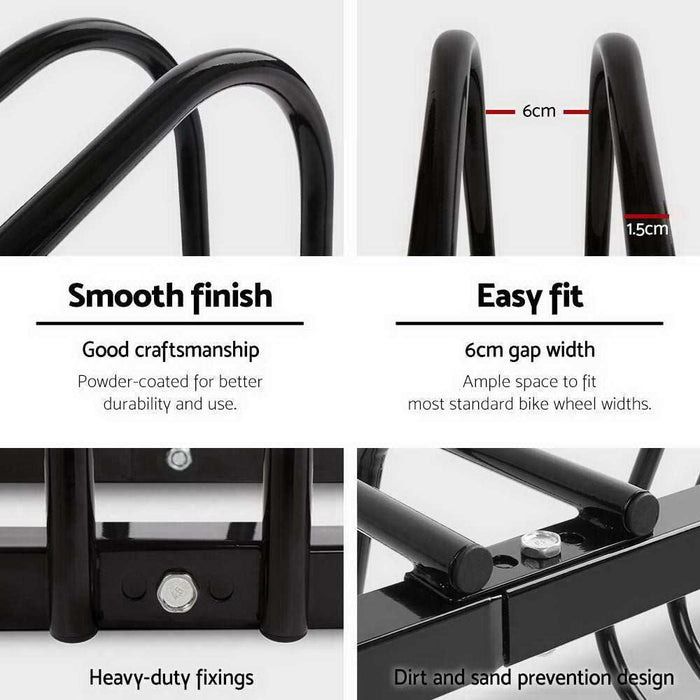 5 Bicycle Storage Floor Parking Holder Cycling Black