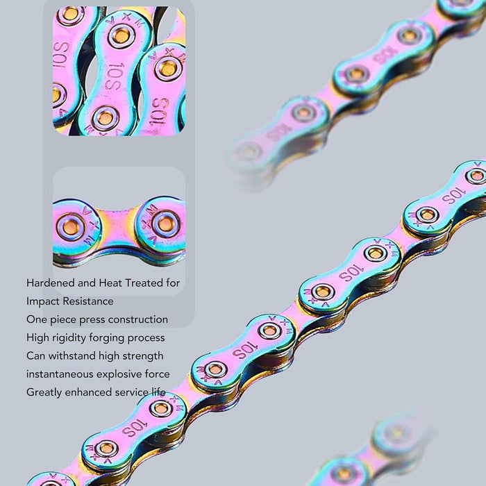 6 7 8 Speed 1/2 X 11/128 Inch 116 Links Lightweight Chain with 2 Chain Connector - Rainbow