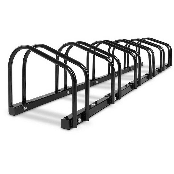 Black Weisshorn 6 bike stand rack for floor bicycle storage holder with powder-coated steel construction
