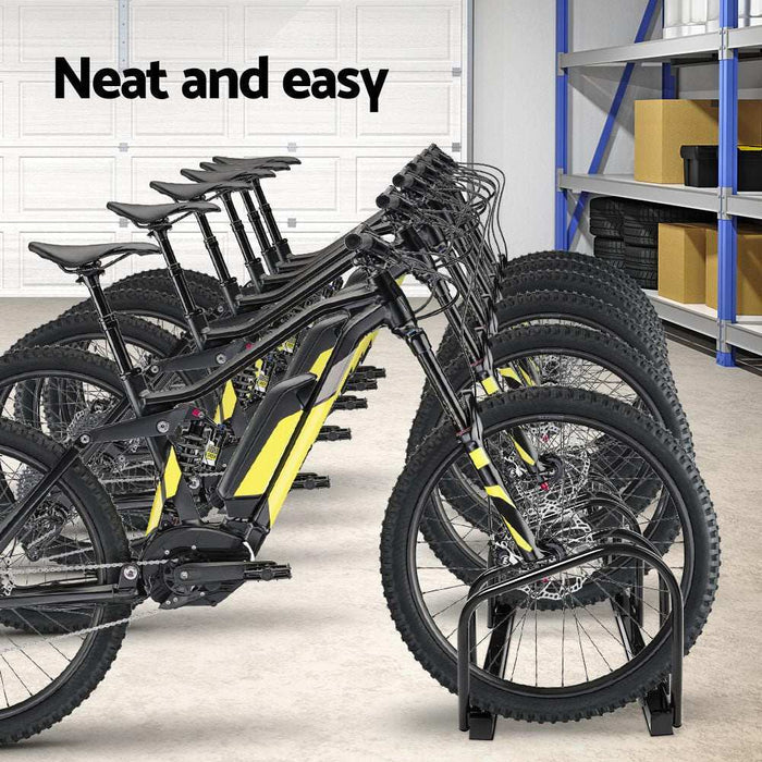 6 Bicycle Storage Floor Parking Holder Cycling Black