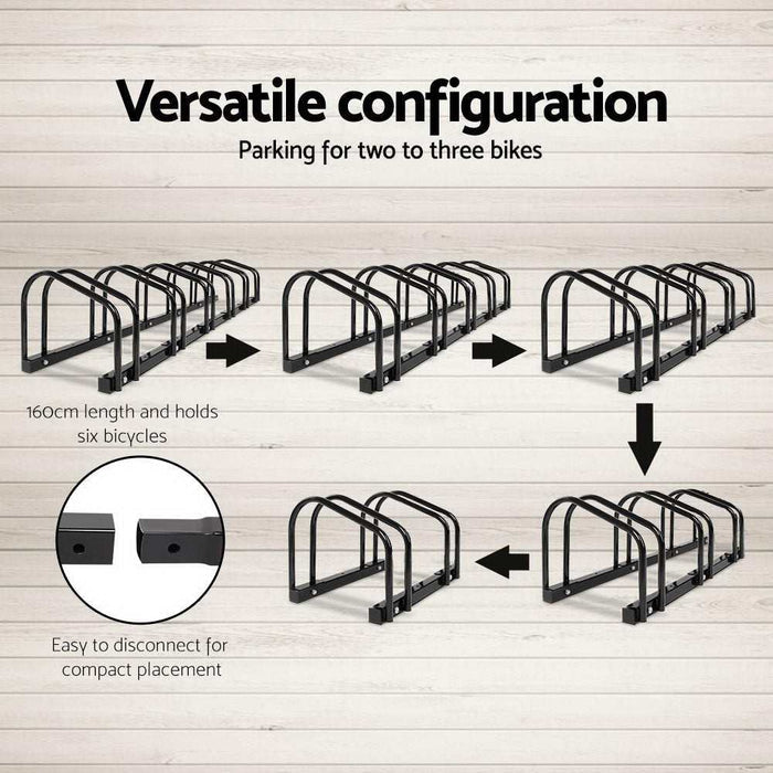 6 Bicycle Storage Floor Parking Holder Cycling Black