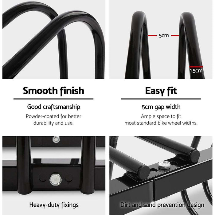 6 Bicycle Storage Floor Parking Holder Cycling Black