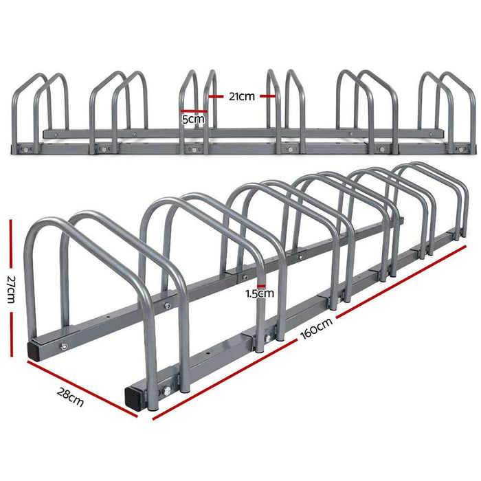 6 Bicycle Storage Floor Parking Holder Cycling Silver