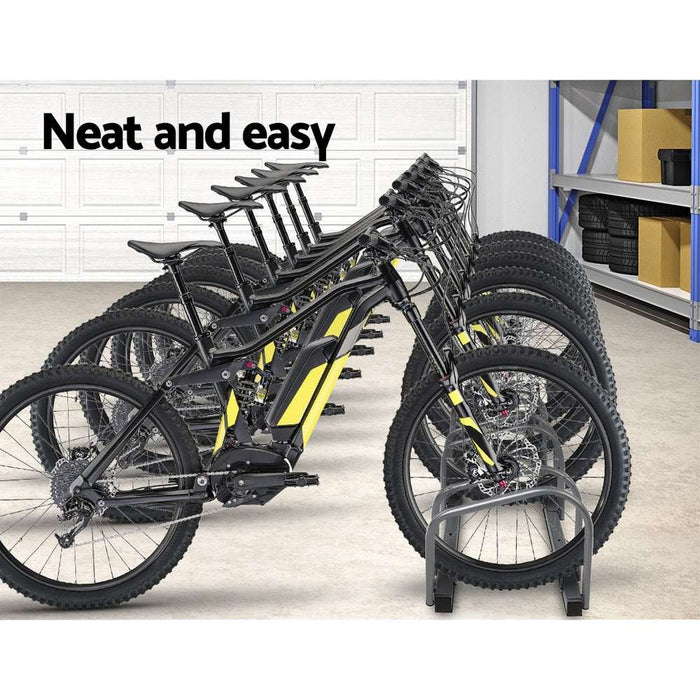 6 Bicycle Storage Floor Parking Holder Cycling Silver