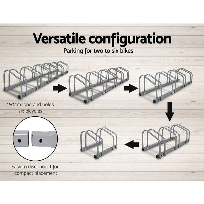 6 Bicycle Storage Floor Parking Holder Cycling Silver