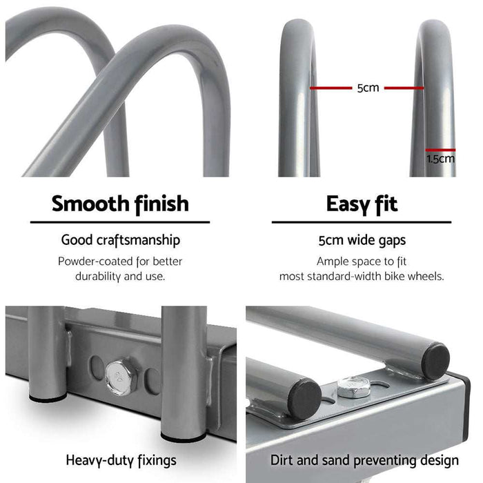 6 Bicycle Storage Floor Parking Holder Cycling Silver