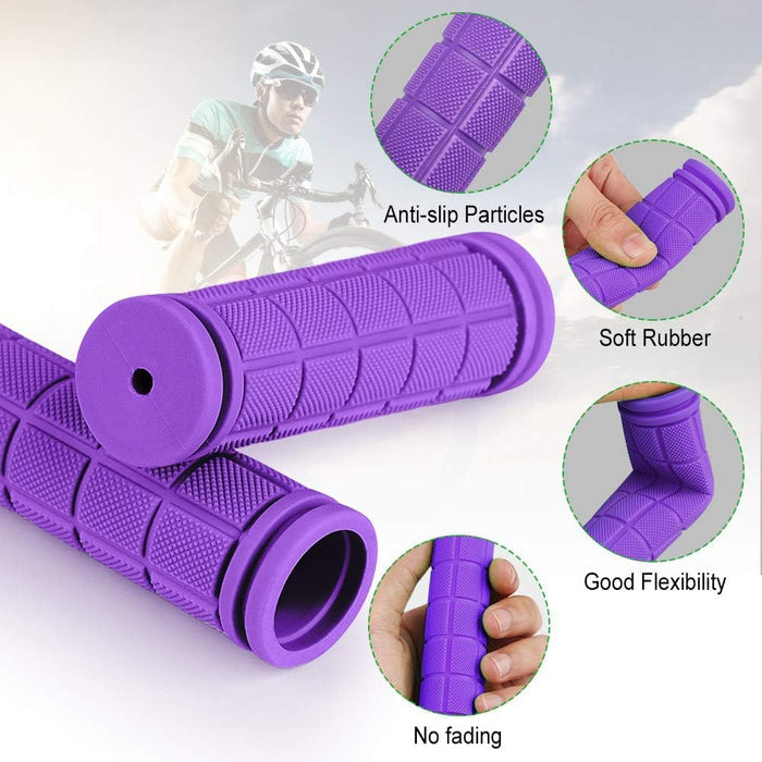 A pair of ergonomic bicycle handles in non-slip soft rubber, Purple