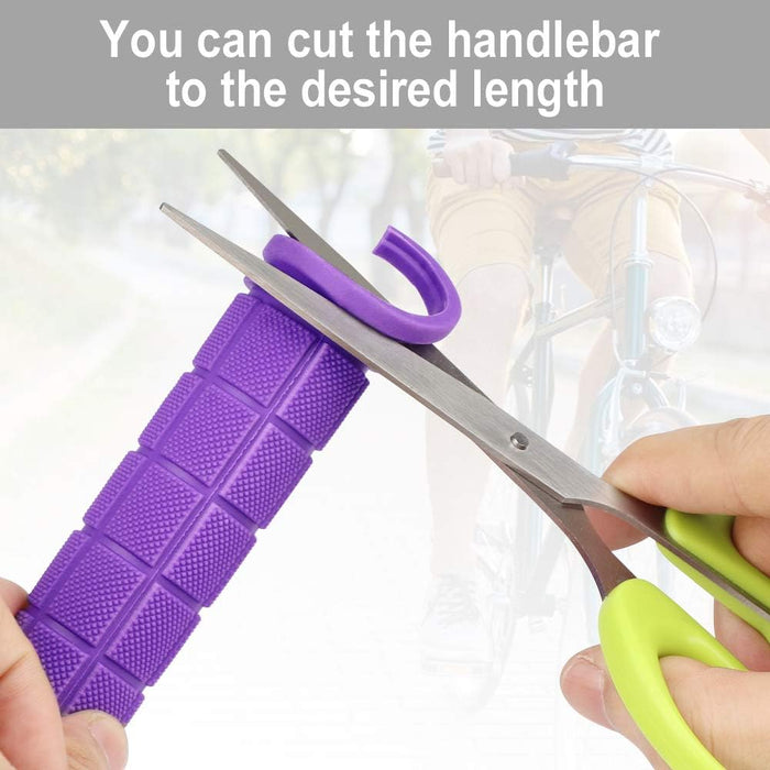 A pair of ergonomic bicycle handles in non-slip soft rubber, Purple