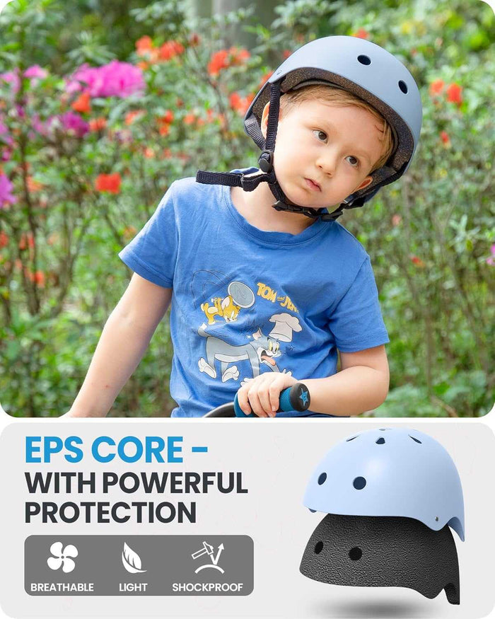 Adjustable Kids Bicycle Helmet with Removable Liners | Light Blue, S