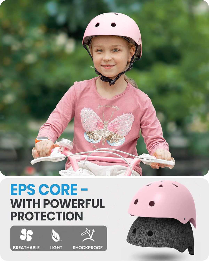 Adjustable Kids Bicycle Helmet with Removable Liners | Light Pink, S
