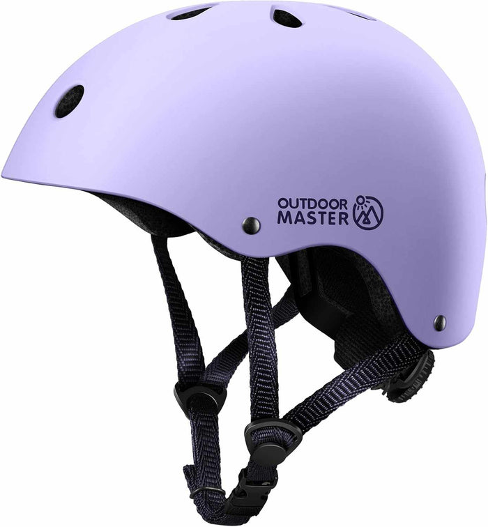 OutdoorMaster Youth & Kids Bike Helmet in taro purple with adjustable fit and removable liners