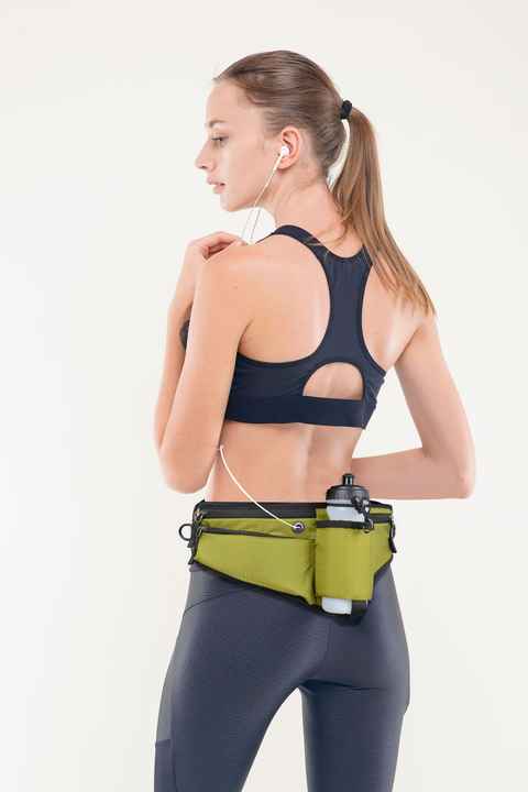 Adjustable Running Waist Pack with Water Bottle Holder - Green