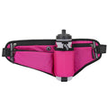 Rose red adjustable running waist pack with water bottle holder and multiple pockets