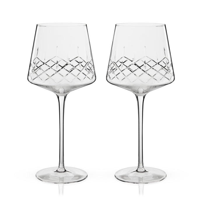 Admiral Crystal Burgundy Wine Glasses, Set of 2