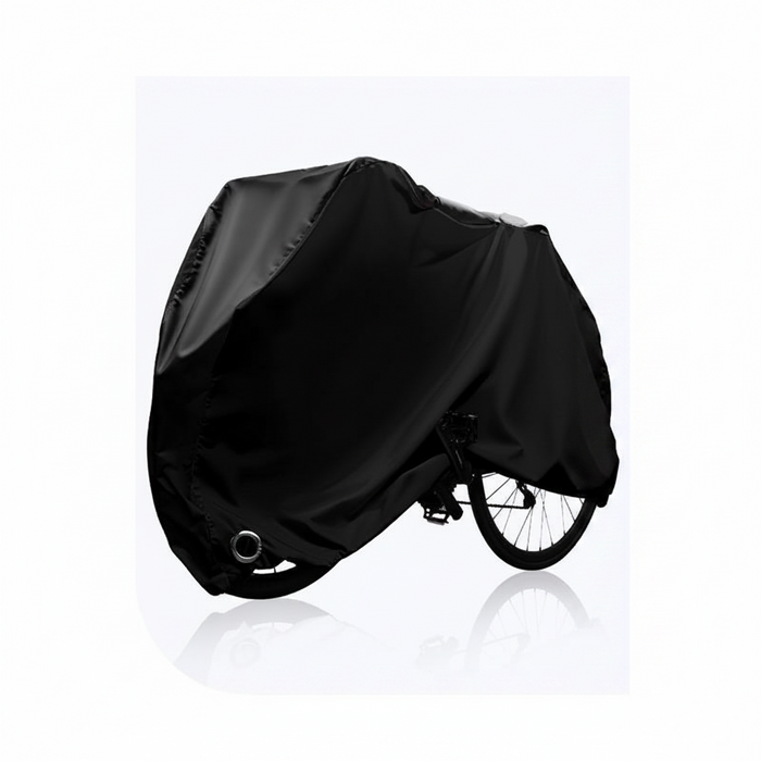 Black size M all-weather bicycle cover with lock hole and storage bag