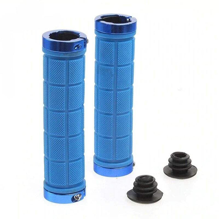 Anti Slip Rubber Bike Grips, Double Lock Screw Tight | Blue